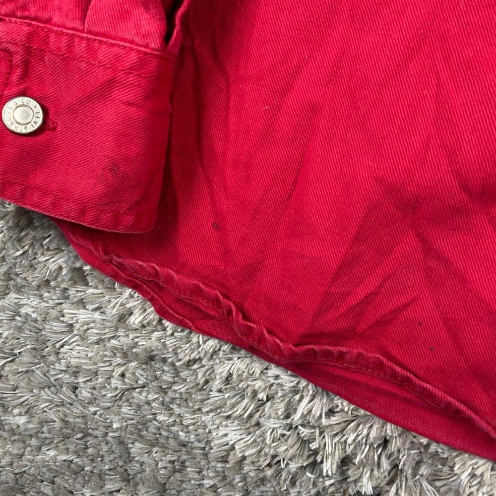 Vintage Levi's Button Down Shirt Mens Large Red Cotton Twill Long Sleeve Red Tab - Picture 9 of 12